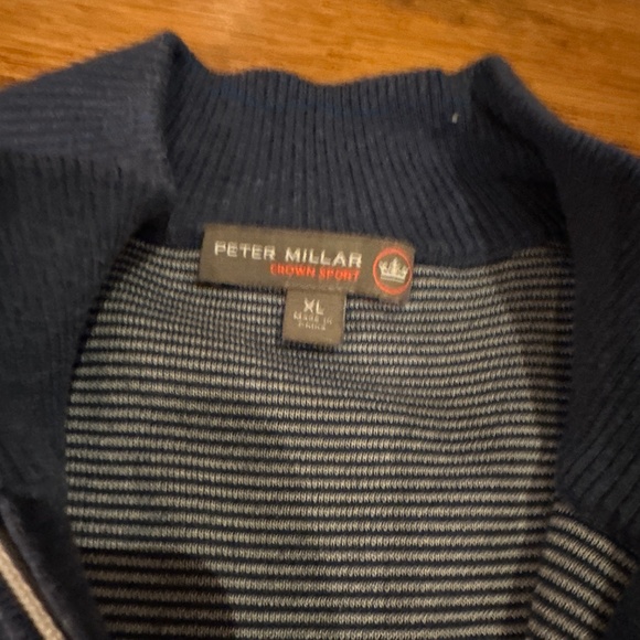 PETER MILLAR CROWN SPORT BLUE HALF ZIP COTTON BLEND MENS SWEATER SIZE XL - Picture 7 of 8